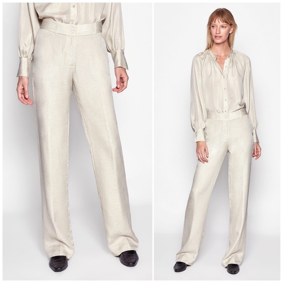 Equipment Pants - EQUIPMENT Lita Trousers Silk Pants Wide Embossed 4